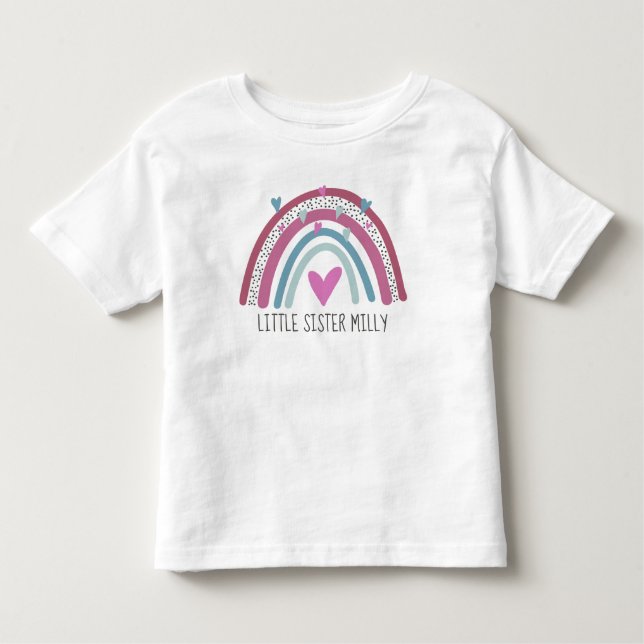 LITTLE Sister Rainbow matching outfit Toddler T-Shirt (Front)