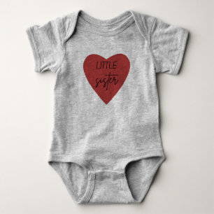 Little Sister Red Heart Baby Bodysuit - Cute New