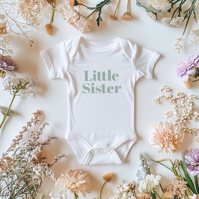 Little Sister | Sage Matching Sibling Family Baby Bodysuit (Creator Uploaded)