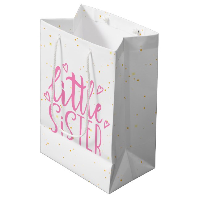 Little Sister Typography Modren Text  Medium Gift Bag (Front Angled)