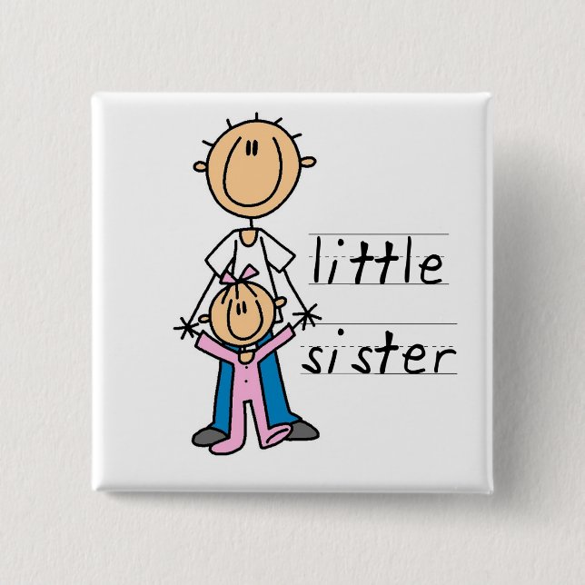 Little Sister with Big Brother T-shirts and Gifts 15 Cm Square Badge (Front)