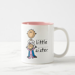Little Sister with Big Brother T-shirts and Gifts Two-Tone Coffee Mug