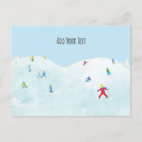 Little Skiers On Snowy Hill Personalised