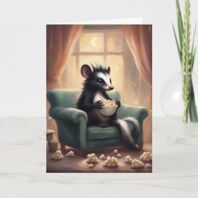 Little Skunk Birthday greeting card (Front)