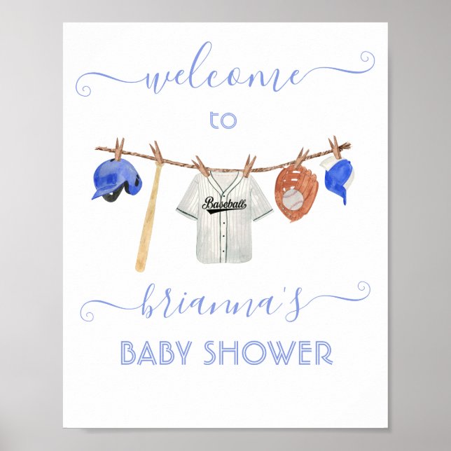 Little Slugger Baby Shower Baseball welcome sign (Front)