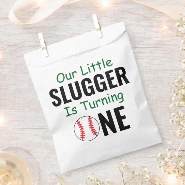 Little Slugger Baseball 1st Birthday Favour Bags (Clipped)