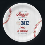 Little Slugger Baseball 1st Birthday Paper Plate<br><div class="desc">These fun baseball themed 1st birthday party paper plates can be personalized with all your special birthday party details. Designed by Thisisnotme©</div>