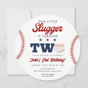 Little Slugger Baseball 2nd Birthday Ball Invitation