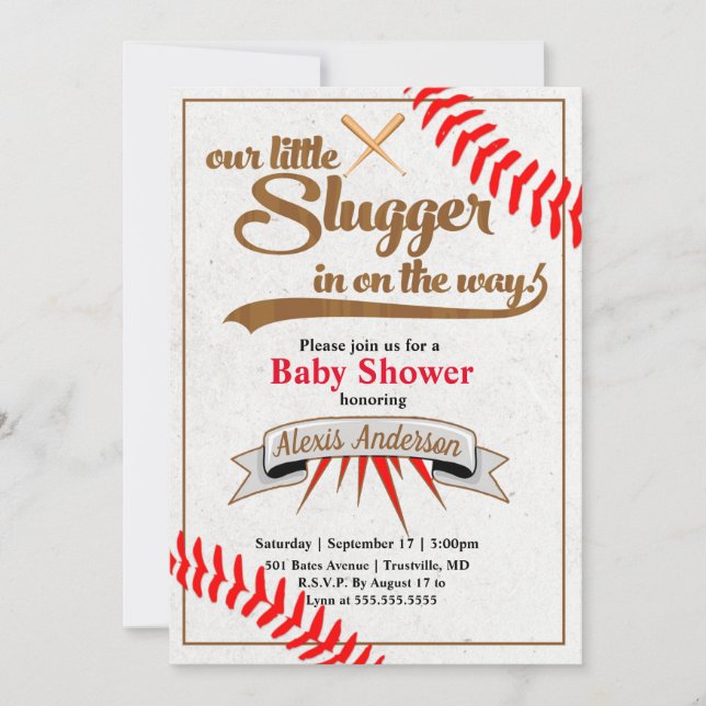 Little Slugger Baseball Baby Shower Invitation (Front)