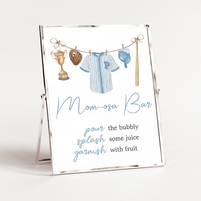 Little Slugger Baseball Baby Shower Mum Osa Bar Poster (Baseball Little Slugger Baby Shower Mom Osa Bar Sign)
