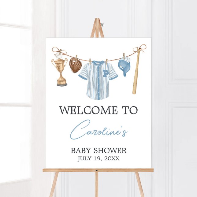 Little Slugger Baseball Baby Shower Welcome Poster (Baseball Little Slugger Baby Shower WelcomeSign)