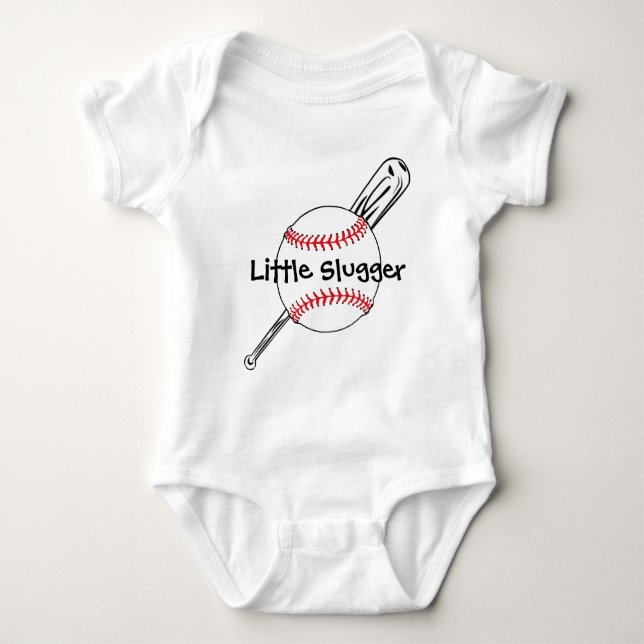 Little Slugger Baseball Customisable Baby Clothing Bodysuit (Front)