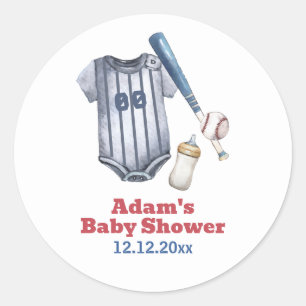 Little Slugger Baseball Shirt Bottle Baby Shower  Classic Round Sticker