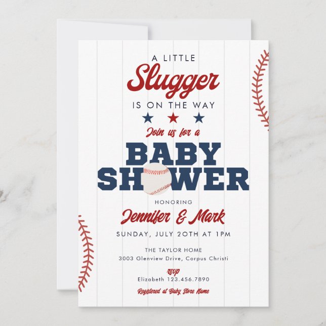 Little Slugger Baseball Sports Baby Shower Invitation (Front)