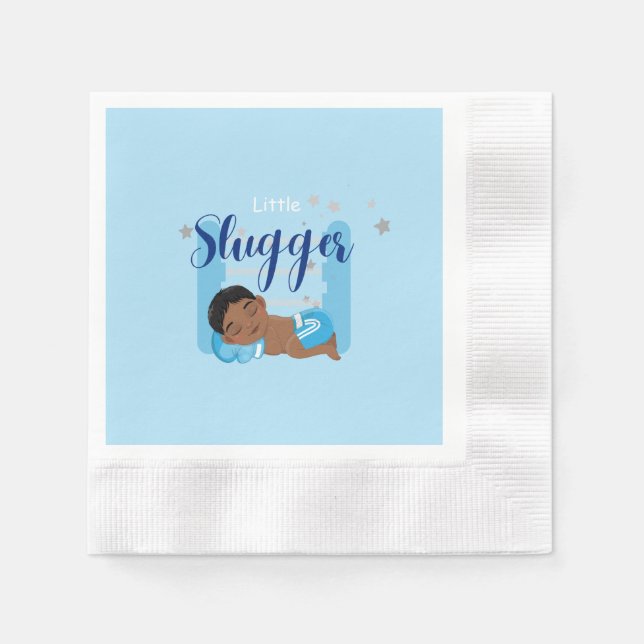 Little slugger boy baby  napkin (Front)