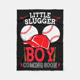 Little Slugger Boy Coming Soon Baby Announcement B Fleece Blanket