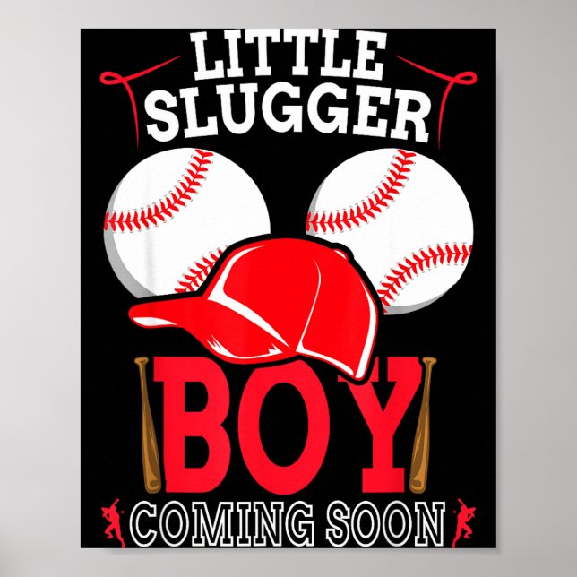 Little Slugger Boy Coming Soon Baby Announcement B Poster (Front)