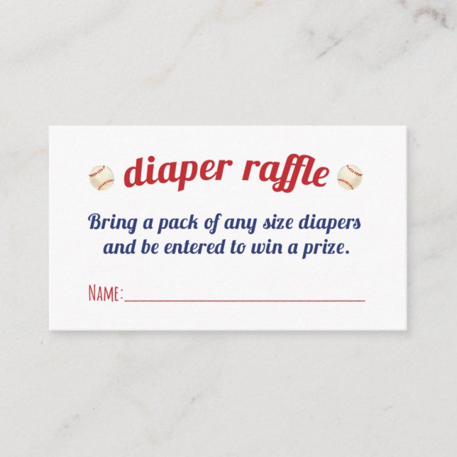 Little Slugger Diaper Raffle Cards (Front)