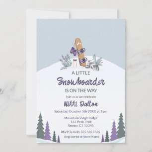 Little Snowboarder Mountain Baby Shower Invitation