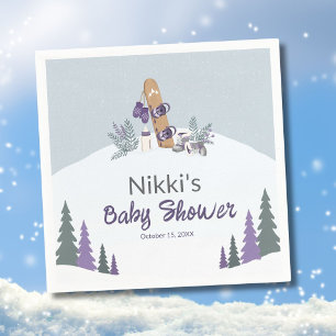 Little Snowboarder Mountain Baby Shower Napkin