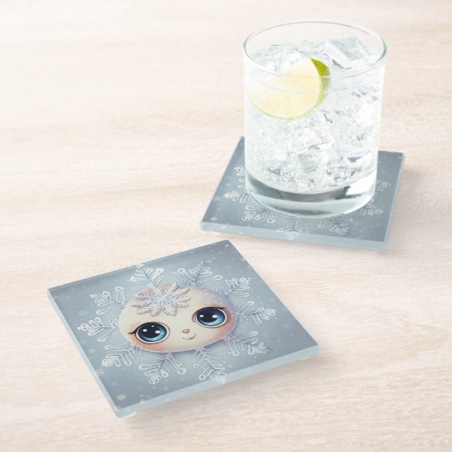 Little Snowflake 1 Glass Coaster (Angled)