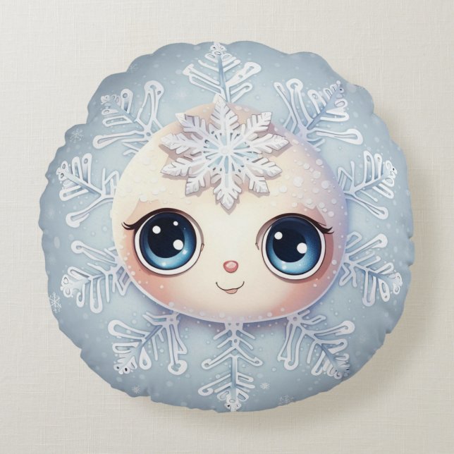 Little Snowflake 1 Round Cushion (Front)