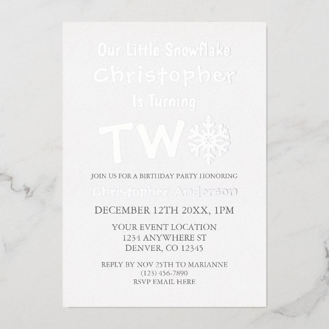 Little Snowflake 2nd Birthday (Front)