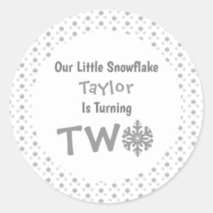 Little Snowflake 2nd Birthday Classic Round Sticker