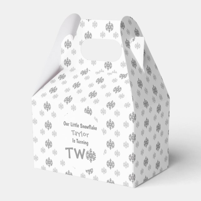 Little Snowflake 2nd Birthday Favour Box (Front Side)