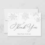 Little Snowflake Baby Shower Thank You<br><div class="desc">Thank You card features a cascade of silver faux glittery snowflakes. Personalise with your information or click "Click to customise further" to edit font styles,  size and colours. Can also be personalised on the back with your own typed message or delete this space to handwrite your own thank you.</div>