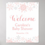 Little Snowflake Baby Shower Welcome Sign<br><div class="desc">This design feature delicate snowflakes in pink and silver glitter. Additional colors as well as the collection of coordinating products is available in our shop, zazzle.com/doodlelulu*. Contact us if you need this design applied to a specific product to create your own unique matching item! Thank you so much for viewing...</div>
