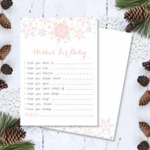 Little Snowflake Baby Shower Wishes, Pink & Silver Invitation