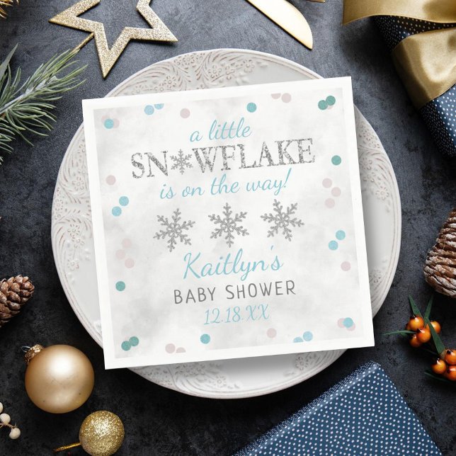 Little Snowflake Boys Winter Baby Shower Napkin (Creator Uploaded)