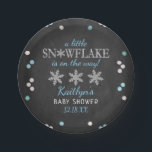 Little Snowflake Boys Winter Baby Shower Paper Plate<br><div class="desc">Celebrate in style with these trendy baby shower paper plates. The design is easy to personalise with your own wording and your family and friends will be thrilled when they see these fabulous party plates.</div>