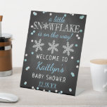 Little Snowflake Boys Winter Baby Shower Welcome Pedestal Sign<br><div class="desc">Celebrate in style with this trendy baby shower welcome sign. The design is easy to personalise with your own wording and your family and friends will be thrilled when they see this fabulous party sign. Matching party items can be found in the collection.</div>