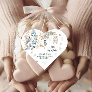 Little Snowflake Clothesline Baby Shower  Heart Sticker