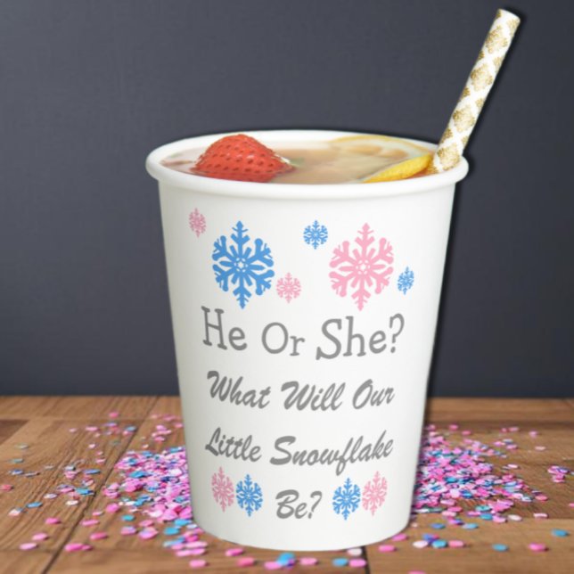 Little Snowflake Gender Reveal Paper Cups (Creator Uploaded)