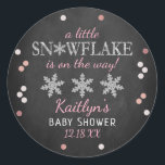Little Snowflake Girls Winter Baby Shower Classic Round Sticker<br><div class="desc">Celebrate in style with these trendy baby shower stickers. The design is easy to personalise with your own wording and your family and friends will be thrilled when they see these fabulous stickers.</div>