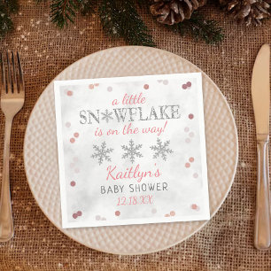 Little Snowflake Girls Winter Baby Shower Napkin