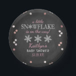 Little Snowflake Girls Winter Baby Shower Paper Plate<br><div class="desc">Celebrate in style with these trendy baby shower paper plates. The design is easy to personalise with your own wording and your family and friends will be thrilled when they see these fabulous party plates.</div>