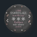 Little Snowflake Girls Winter Baby Shower Paper Plate<br><div class="desc">Celebrate in style with these trendy baby shower paper plates. The design is easy to personalise with your own wording and your family and friends will be thrilled when they see these fabulous party plates.</div>