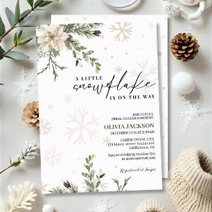 Little snowflake is on the way winter baby shower invitation