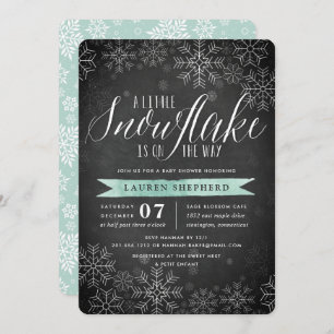 Little Snowflake Mint Chalkboard Baby Shower Invitation