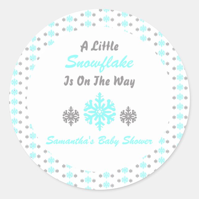 Little Snowflake On The Way Classic Round Sticker (Front)