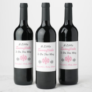 Little Snowflake On The Way Wine Label