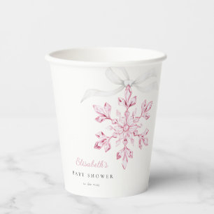 Little Snowflake Pink Baby Shower Paper Cups