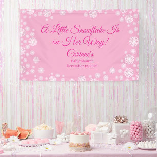 Little snowflake pink girl baby shower banner