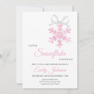 Little Snowflake Pink Girl Baby Shower Invitation