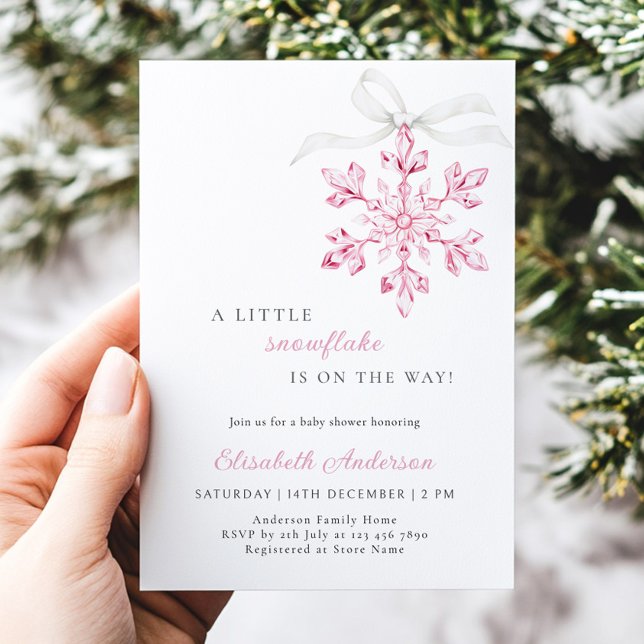 Little Snowflake Pink Girl Baby Shower Invitation (Creator Uploaded)