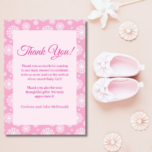 Little snowflake pink girl baby shower Thank you